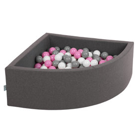 KiddyMoon Piscine à Balles 7Cm pour Bébé Quart Angulaire Fabriqué En UE, Gris Foncé:  Gris/ Blanc/ Rose