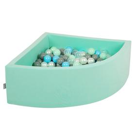 KiddyMoon Piscine à Balles 7Cm pour Bébé Quart Angulaire Fabriqué En UE, Menthe :  Perle/ Gris/ Transparent/ Babyblue/ Menthe