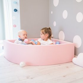 KiddyMoon Piscine à Balles 7Cm pour Bébé Quart Angulaire Fabriqué En UE, Rose: Baby Bleu/ Rose Poudre/ Perle