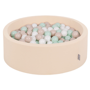 KiddyMoon Piscine à Balles 7Cm pour Bébé Rond Fabriqué En UE, Beige:  Beige Pastel/ Blanc/ Menthe