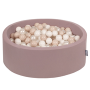 KiddyMoon Piscine à Balles 7Cm pour Bébé Rond Fabriqué En UE, Béruée:  Beige Pastel/ Blanc/ Perle