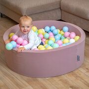 KiddyMoon Piscine à Balles 7Cm pour Bébé Rond Fabriqué En UE, Béruée:  Beige Pastel/ Blanc/ Perle