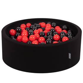 KiddyMoon Piscine à Balles 7Cm pour Bébé Rond Fabriqué En UE, Coccinelle:  Noir/ Rouge