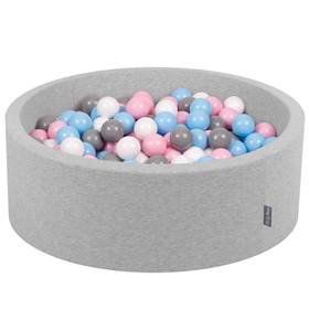 KiddyMoon Piscine à Balles 7Cm pour Bébé Rond Fabriqué En UE, Gris Clair: Blanc/ Gris/ Babyblue/ Rose Poudré