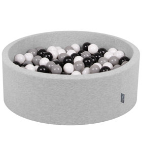 KiddyMoon Piscine à Balles 7Cm pour Bébé Rond Fabriqué En UE, Gris Clair:  Blanc/ Noir/ Gris