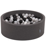 KiddyMoon Piscine à Balles 7Cm pour Bébé Rond Fabriqué En UE, Gris Foncé: Noir/ Gris/ Perle