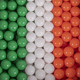 KiddyMoon Piscine à Balles 7Cm pour Bébé Rond Fabriqué En UE, Irlande: Vert/ Blanc/ Orange