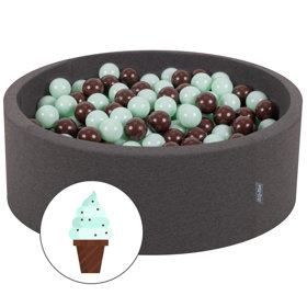 KiddyMoon Piscine à Balles 7Cm pour Bébé Rond Fabriqué En UE, Menthe Avec Chocolat:  Brun/ Menthe