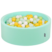 KiddyMoon Piscine à Balles 7Cm pour Bébé Rond Fabriqué En UE, Menthe: Blanc/ Menthe/ Vert Clair/ Jaune