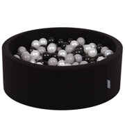 KiddyMoon Piscine à Balles 7Cm pour Bébé Rond Fabriqué En UE, Noir:  Noir/ Gris/ Perle