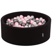 KiddyMoon Piscine à Balles 7Cm pour Bébé Rond Fabriqué En UE, Noir:  Perle/ Rose Poudré/ Argenté