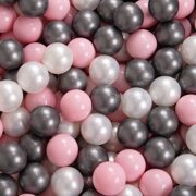 KiddyMoon Piscine à Balles 7Cm pour Bébé Rond Fabriqué En UE, Noir:  Perle/ Rose Poudré/ Argenté