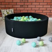 KiddyMoon Piscine à Balles 7Cm pour Bébé Rond Fabriqué En UE, Noir:  Vert Clair/ Turquoise Clair/ Gris