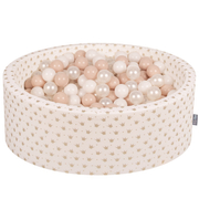 KiddyMoon Piscine à Balles 7Cm pour Bébé Rond Fabriqué En UE, Or-Ecru: Beige Pastel/ Blanc/ Perle