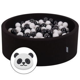 KiddyMoon Piscine à Balles 7Cm pour Bébé Rond Fabriqué En UE, Panda:  Noir/ Blanc