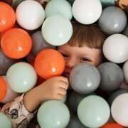 KiddyMoon Piscine à Balles 7Cm pour Bébé Rond Fabriqué En UE, Renard-Vert: Orange/ Menthe/ Gris/ Blanc
