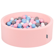 KiddyMoon Piscine à Balles 7Cm pour Bébé Rond Fabriqué En UE, Rose: Blanc/ Gris/ Babyblue/ Rose Poudre