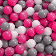 KiddyMoon Piscine à Balles 7Cm pour Bébé Rond Fabriqué En UE, Rose:  Blanc/ Gris/ Rose Foncé