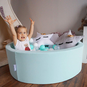 KiddyMoon Piscine à Balles 7Cm pour Bébé Rond Fabriqué En UE, Rose: Blanc/ Menthe/ Vert Clair/ Jaune