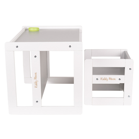 KiddyMoon Table Et Chaise pour Enfants Petit Bureau TC-002, Blanc/ Gris