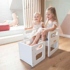 KiddyMoon Table et Chaise pour Enfants Petit Bureau, Blanc