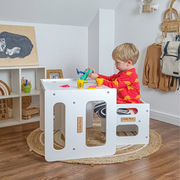KiddyMoon Table et Chaise pour Enfants Petit Bureau, Blanc