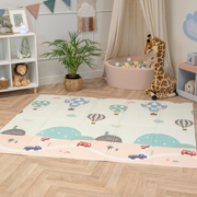 KiddyMoon Tapis de Jeu pour Enfant Bébé Tapis Mousse Tapis de Sol Tapis d'éveilBebe Reversible Stimulation De L'Imagination Pliable Pour L'Intérieur Et L'Extérieur, Gris-Ballons