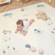 KiddyMoon Tapis de Jeu pour Enfant Bébé Tapis Mousse Tapis de Sol Tapis d'éveilBebe Reversible Stimulation De L'Imagination Pliable Pour L'Intérieur Et L'Extérieur, Gris-Montagnes