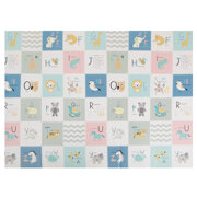 KiddyMoon Tapis de Jeu pour Enfant Bébé Tapis Mousse Tapis de Sol Tapis d'éveilBebe Reversible Stimulation De L'Imagination Pliable Pour L'Intérieur Et L'Extérieur, Gris-Montagnes/éléphant