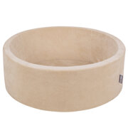 KiddyMoon Velours Piscine à Balles 7Cm pour Bébé Rond Fabriqué en EU, Beige Sableux:  Beige Pastel/ Saumon/ Blanc