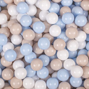 KiddyMoon Velours Piscine à Balles 7Cm pour Bébé Rond Fabriqué en EU, Bleu Glacier:  Beige Pastel/ Bleu Pastel/ Blanc
