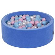 KiddyMoon Velours Piscine à Balles 7Cm pour Bébé Rond Fabriqué en EU, Bleu Myrtille:  Babyblue/ Rose Poudré/ Perle