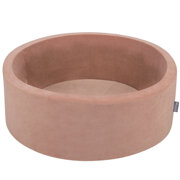 KiddyMoon Velours Piscine à Balles 7Cm pour Bébé Rond Fabriqué en EU, Rose Des Sables:  Beige Pastel/ Blanc/ Perle