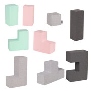 KiddyMoon blocs mous pour bébé cubes de construction en mousse, Mix:  Gris Clair/ Girs Foncé/ Rose/ Menthe