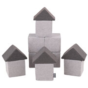 KiddyMoon blocs mous pour bébé cubes de construction en mousse, Mix:  Gris Clair/ Gris Foncé