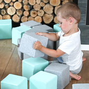 KiddyMoon blocs mous pour bébé cubes de construction en mousse, Mix:  Gris Clair/ Rose/ Menthe