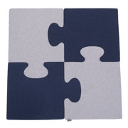 Puzzle en mousse doux tapis de motricité pour enfants tapis d'éveil pour bébé 4 éléments KiddyMoon, Gris Clair/Bleu Foncé