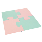 Puzzle en mousse doux tapis de motricité pour enfants tapis d'éveil pour bébé 4 éléments KiddyMoon, Rose/Menthe