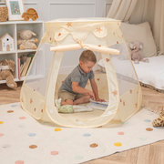 Tente Château Avec Les Balles Plastiques Piscine à Balles Pour Enfants, Beige Clair:  Beige Pastel/ Blanc/ Perle