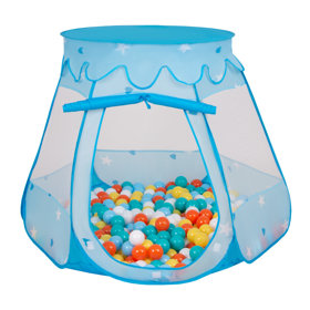 Tente Château Avec Les Balles Plastiques Piscine à Balles Pour Enfants, Bleu:  Blanc-Jaune-Orange-Babyblue-Turquoise