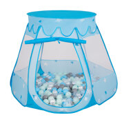 Tente Château Pour Enfants Tente de Jeu Avec Balles Colorées Jouet Cabane Pop-up Château Facile À Monter Maison de Jeu Pour Intérieur et Extérieur, Bleu:  Perle-Gris-Transparent-Babyblue-Menthe