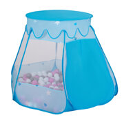 Tente Château Pour Enfants Tente de Jeu Avec Balles Colorées Jouet Cabane Pop-up Château Facile À Monter Maison de Jeu Pour Intérieur et Extérieur, Bleu:  Perle-Gris-Transparent-Babyblue-Menthe