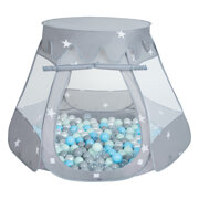 Tente Château Pour Enfants Tente de Jeu Avec Balles Colorées Jouet Cabane Pop-up Château Facile À Monter Maison de Jeu Pour Intérieur et Extérieur, Gris:  Perle-Gris-Transparent-Babyblue-Menthe