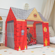 Tente De Jeu Pompier pour Enfants Forme De Pavillon Pour Bébés Design Pliable Tente Pop-Up Réaliste Inspiré Utilisation Intérieure Et Extérieure, Rouge