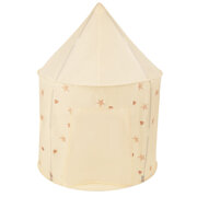 Tente de Jeu Pour Enfants Château Maison de Jeu En Forme De Pavillon De Jeu Avec Balles Pliable Tente Pop-Up Enfant Motifs D'Étoiles Et De Cœurs, Beige Clair