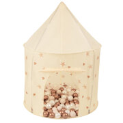 Tente de Jeu Pour Enfants Château Maison de Jeu En Forme De Pavillon De Jeu Avec Balles Pliable Tente Pop-Up Enfant Motifs D'Étoiles Et De Cœurs, Beige Clair:  Beige Pastel/ Cuivre/ Perle