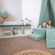 banquette avec étagères pour les enfants KiddyMoon, Blanc/ Rose