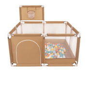 parc bébé avec balles plastiques aire de jeu pliable basket , Beige :  Blanc/ Jaune/ Orange/ Babyblue/ Turquoise