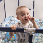parc bébé avec balles plastiques aire de jeu pliable basket , Bleu: Turquoise/ Bleu/ Jaune/ Transparent