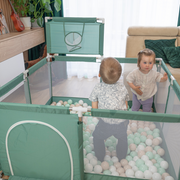 parc bébé avec balles plastiques aire de jeu pliable basket , Vert :  Turquoise Foncé/ Gris/ Blanc/ Menthe